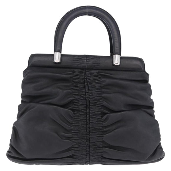 Christian Dior Carreño Hand Bag Leather Black Silver Auth am12602SAM