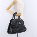 Christian Dior Carreño Hand Bag Leather Black Silver Auth am12602SAM-30