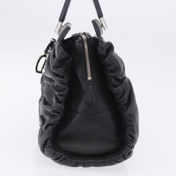 Christian Dior Carreño Hand Bag Leather Black Silver Auth am12602SAM