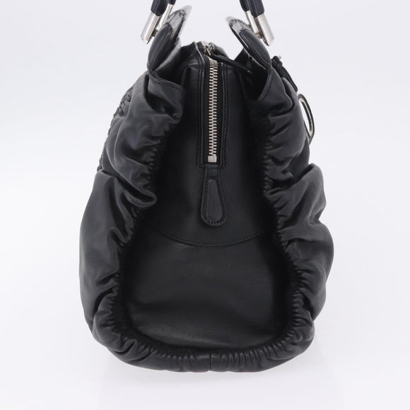 Christian Dior Carreño Hand Bag Leather Black Silver Auth am12602SAM