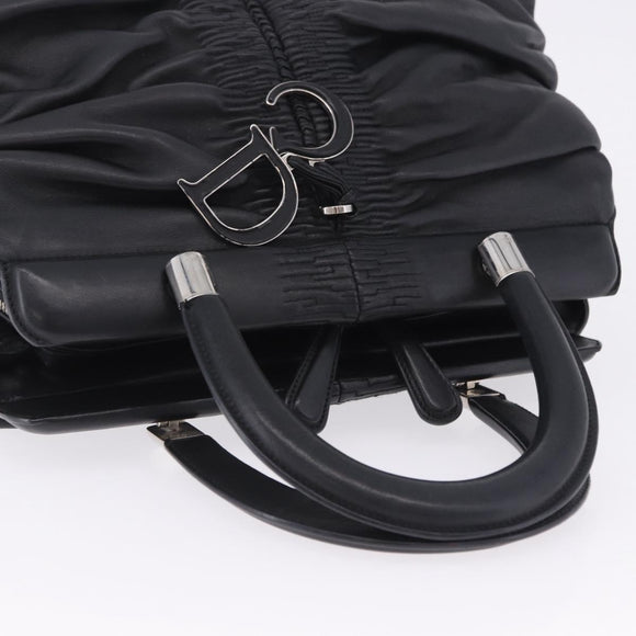 Christian Dior Carreño Hand Bag Leather Black Silver Auth am12602SAM