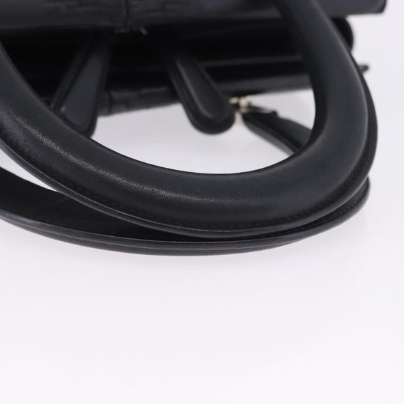 Christian Dior Carreño Hand Bag Leather Black Silver Auth am12602SAM