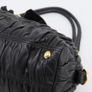 PRADA Hand Bag Leather Black Gold Auth am12603SAM-8