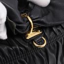 PRADA Hand Bag Leather Black Gold Auth am12603SAM-9