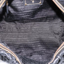 PRADA Hand Bag Leather Black Gold Auth am12603SAM-10