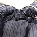 PRADA Hand Bag Leather Black Gold Auth am12603SAM-22