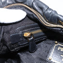 PRADA Hand Bag Leather Black Gold Auth am12603SAM-23