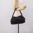 PRADA Hand Bag Leather Black Gold Auth am12603SAM-25