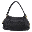 PRADA Hand Bag Leather Black Gold Auth am12603SAM-2