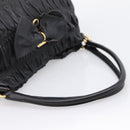 PRADA Hand Bag Leather Black Gold Auth am12603SAM-7