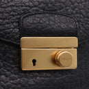 PRADA Ready Lock Shoulder Hand Bag Leather Black Gold Auth am12604V-22