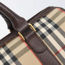 Burberrys Nova Check Boston Bag Canvas Beige Gold Auth am12606V-17
