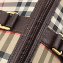 Burberrys Nova Check Boston Bag Canvas Beige Gold Auth am12606V-11