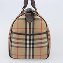 Burberrys Nova Check Boston Bag Canvas Beige Gold Auth am12606V-3
