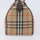 Burberrys Nova Check Boston Bag Canvas Beige Gold Auth am12606V-4