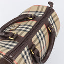 Burberrys Nova Check Boston Bag Canvas Beige Gold Auth am12606V-6
