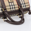 Burberrys Nova Check Boston Bag Canvas Beige Gold Auth am12606V-7