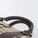 Burberrys Nova Check Boston Bag Canvas Beige Gold Auth am12606V-8