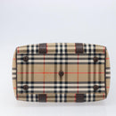 Burberrys Nova Check Boston Bag Canvas Beige Gold Auth am12606V-5