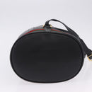GUCCI Web Sherry Line Bag Leather Randonnee Type Black Gold Auth am12607V-11