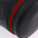 GUCCI Web Sherry Line Bag Leather Randonnee Type Black Gold Auth am12607V-12