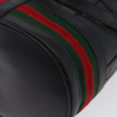 GUCCI Web Sherry Line Bag Leather Randonnee Type Black Gold Auth am12607V-13