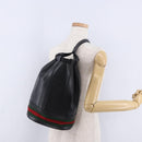 GUCCI Web Sherry Line Bag Leather Randonnee Type Black Gold Auth am12607V-23