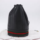 GUCCI Web Sherry Line Bag Leather Randonnee Type Black Gold Auth am12607V-24