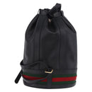 GUCCI Web Sherry Line Bag Leather Randonnee Type Black Gold Auth am12607V-3