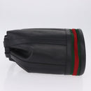 GUCCI Web Sherry Line Bag Leather Randonnee Type Black Gold Auth am12607V-5
