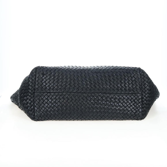 BOTTEGA VENETA INTRECCIATO Cabas GM Boston Bag Leather Black Auth am12609V