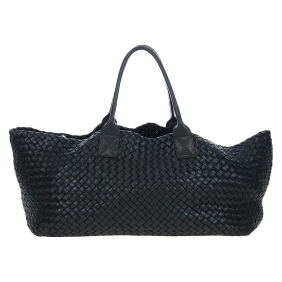 BOTTEGA VENETA INTRECCIATO Cabas GM Boston Bag Leather Black Auth am12609V