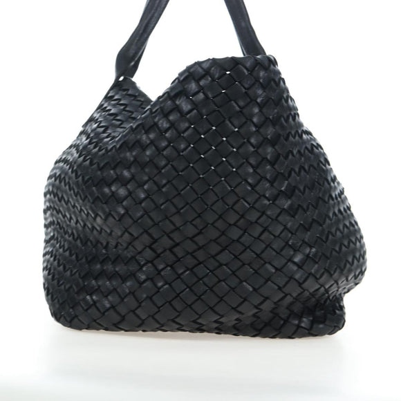 BOTTEGA VENETA INTRECCIATO Cabas GM Boston Bag Leather Black Auth am12609V