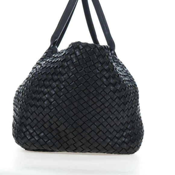 BOTTEGA VENETA INTRECCIATO Cabas GM Boston Bag Leather Black Auth am12609V