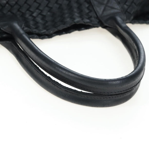 BOTTEGA VENETA INTRECCIATO Cabas GM Boston Bag Leather Black Auth am12609V
