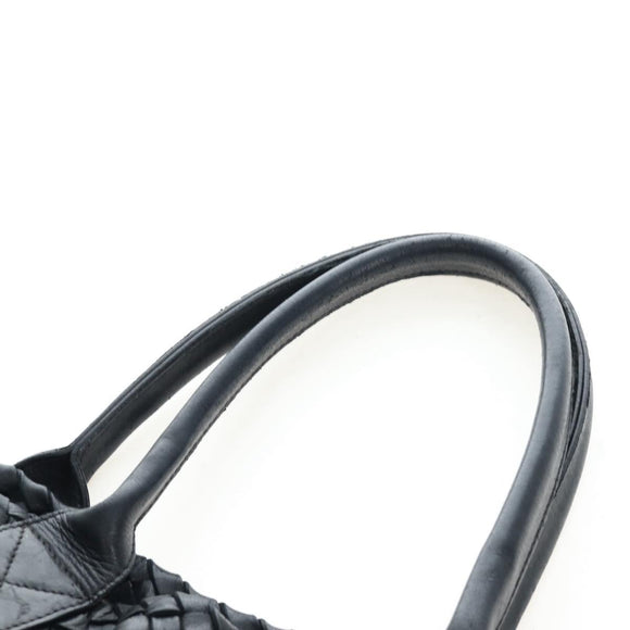 BOTTEGA VENETA INTRECCIATO Cabas GM Boston Bag Leather Black Auth am12609V