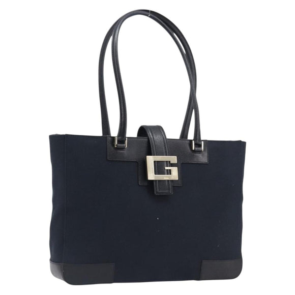 GUCCI G Tote Bag Leather Canvas Black Gold 002 1109 Auth am12610V