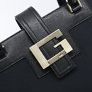 GUCCI G Tote Bag Leather Canvas Black Gold 002 1109 Auth am12610V-15