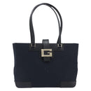 GUCCI G Tote Bag Leather Canvas Black Gold 002 1109 Auth am12610V-2
