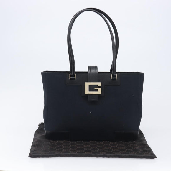 GUCCI G Tote Bag Leather Canvas Black Gold 002 1109 Auth am12610V