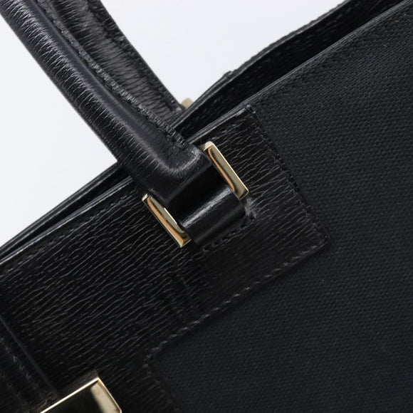 GUCCI G Tote Bag Leather Canvas Black Gold 002 1109 Auth am12611V