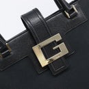 GUCCI G Tote Bag Leather Canvas Black Gold 002 1109 Auth am12611V-15