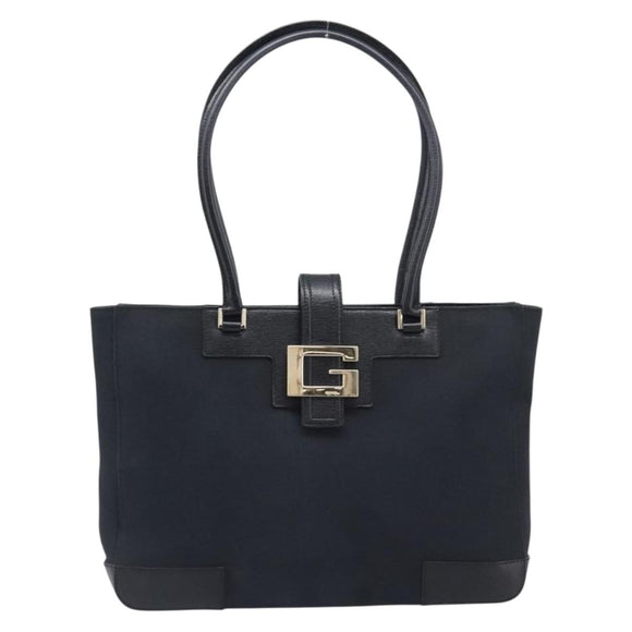 GUCCI G Tote Bag Leather Canvas Black Gold 002 1109 Auth am12611V