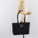 GUCCI G Tote Bag Leather Canvas Black Gold 002 1109 Auth am12611V-24
