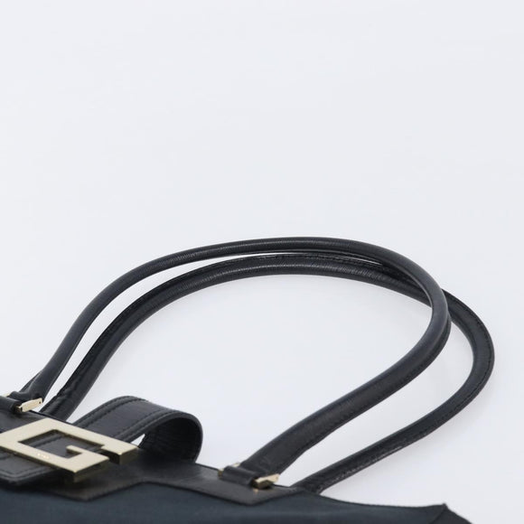 GUCCI G Tote Bag Leather Canvas Black Gold 002 1109 Auth am12611V