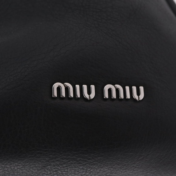 Miu Miu Hand Bag Leather Black Silver Auth am12613V