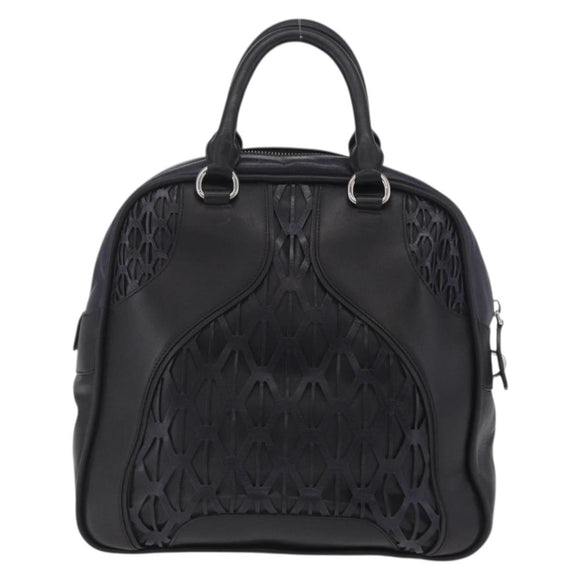 Miu Miu Hand Bag Leather Black Silver Auth am12613V
