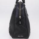Miu Miu Hand Bag Leather Black Silver Auth am12613V-4