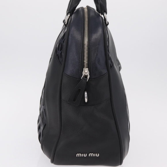 Miu Miu Hand Bag Leather Black Silver Auth am12613V