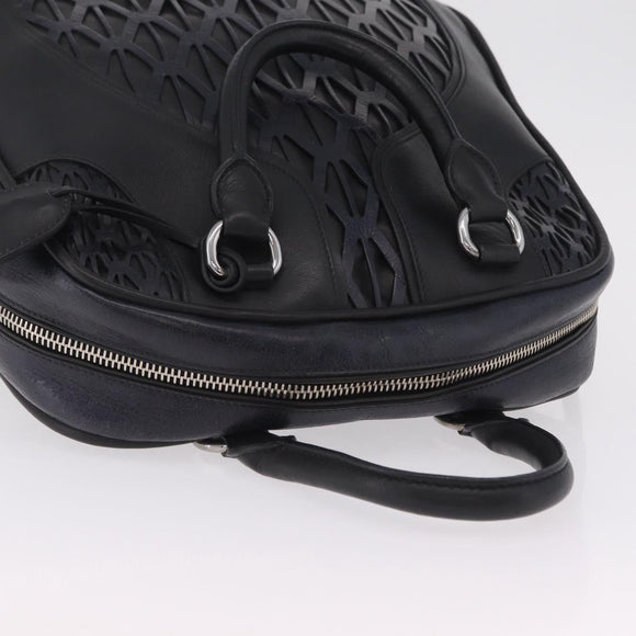 Miu Miu Hand Bag Leather Black Silver Auth am12613V